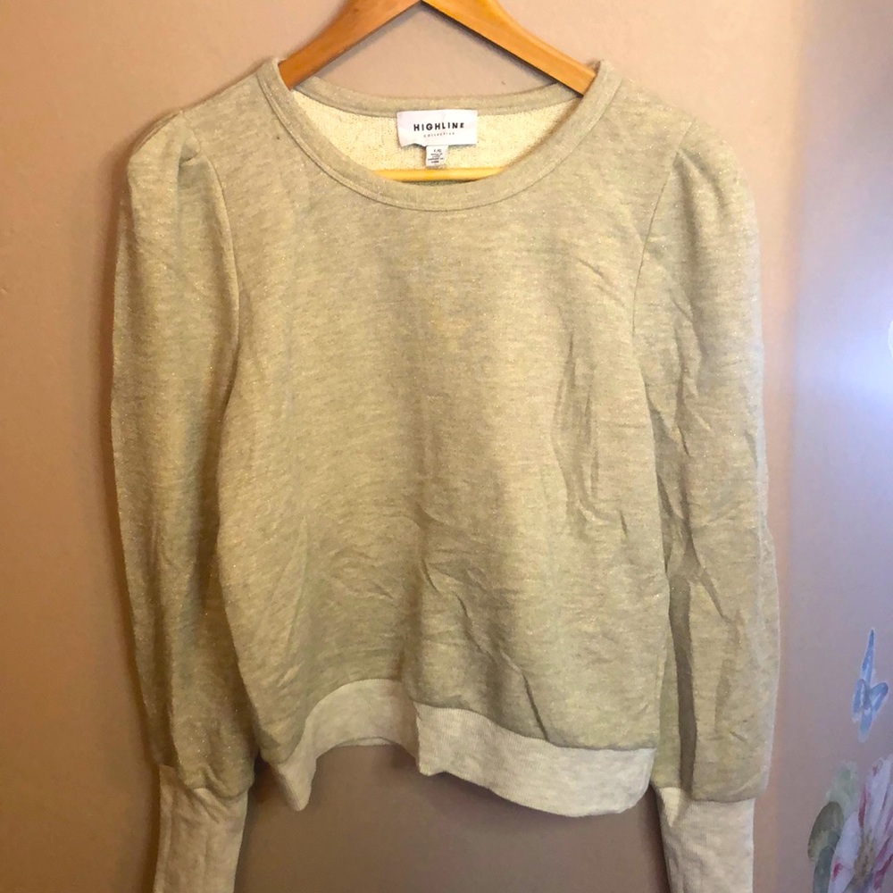 Highline Collective metallic gold sweater. Sz L.
